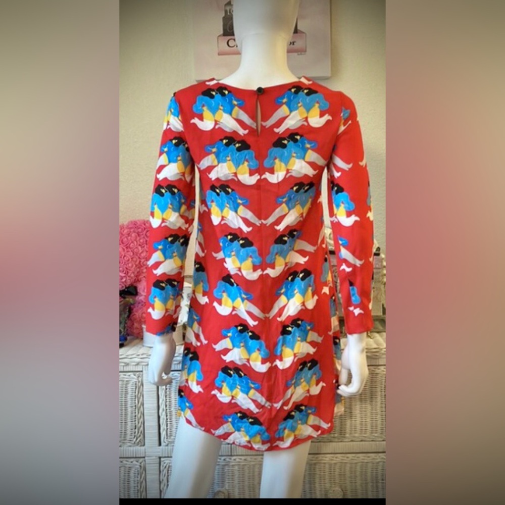 Nooworks Mini Dress Double Ladies Graphics Long Sleeves in Blue & Red size XS - Picture 5 of 10